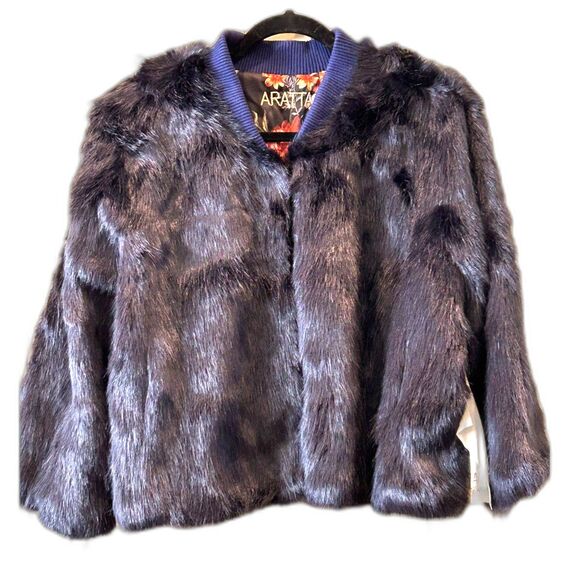 Aratta Gotha Reversible Faux Fur/Floral Jacket - Size XL - NWT - Picture 3 of 9